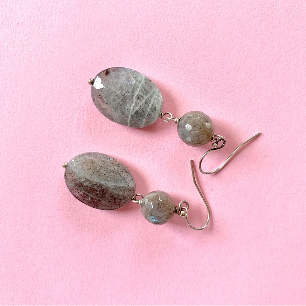 Grey Marble Dangle Earrings